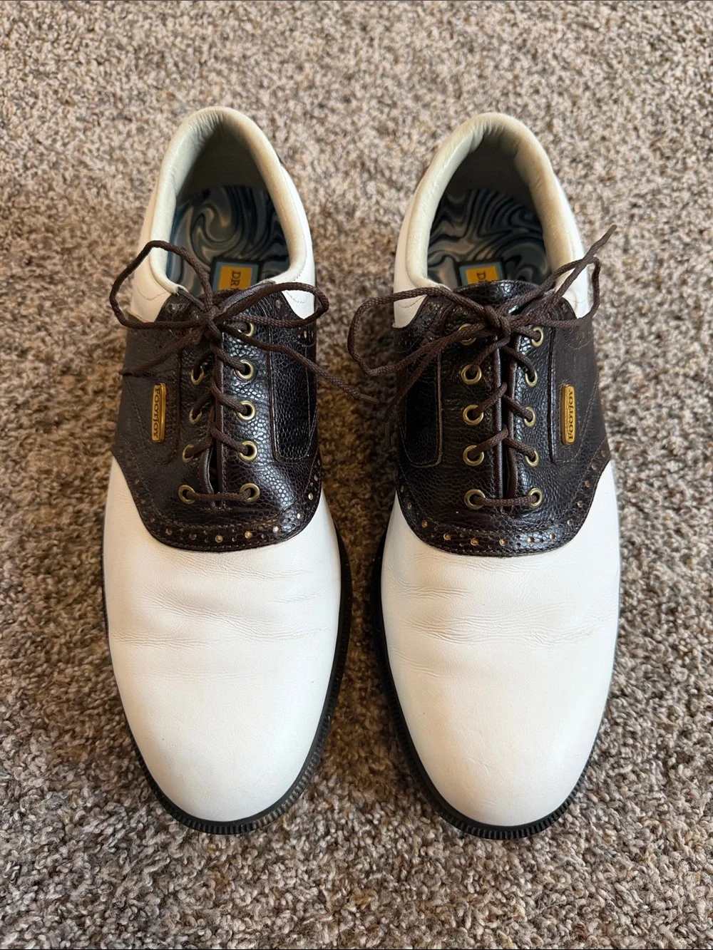 FootJoy White and Brown Men's Leather Golf Oxfords